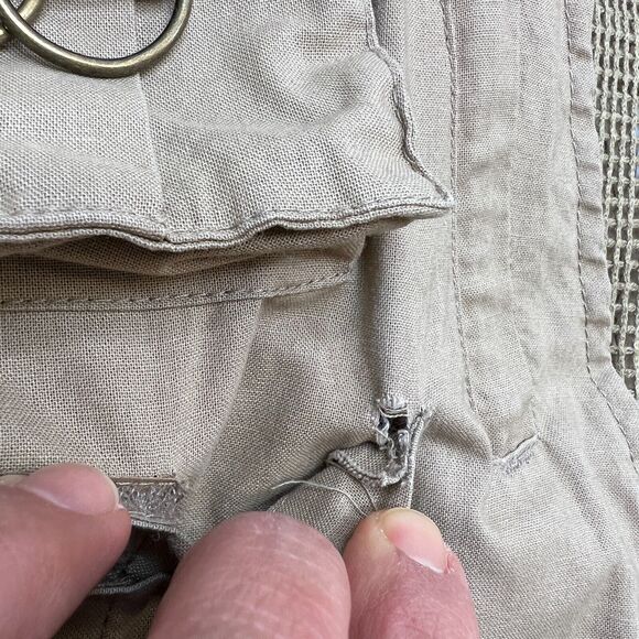 Humvee Fishing Vest Mens 2XL XXL Beige Cotton V Neck Zip Up Multi Pockets *READ - Picture 4 of 12